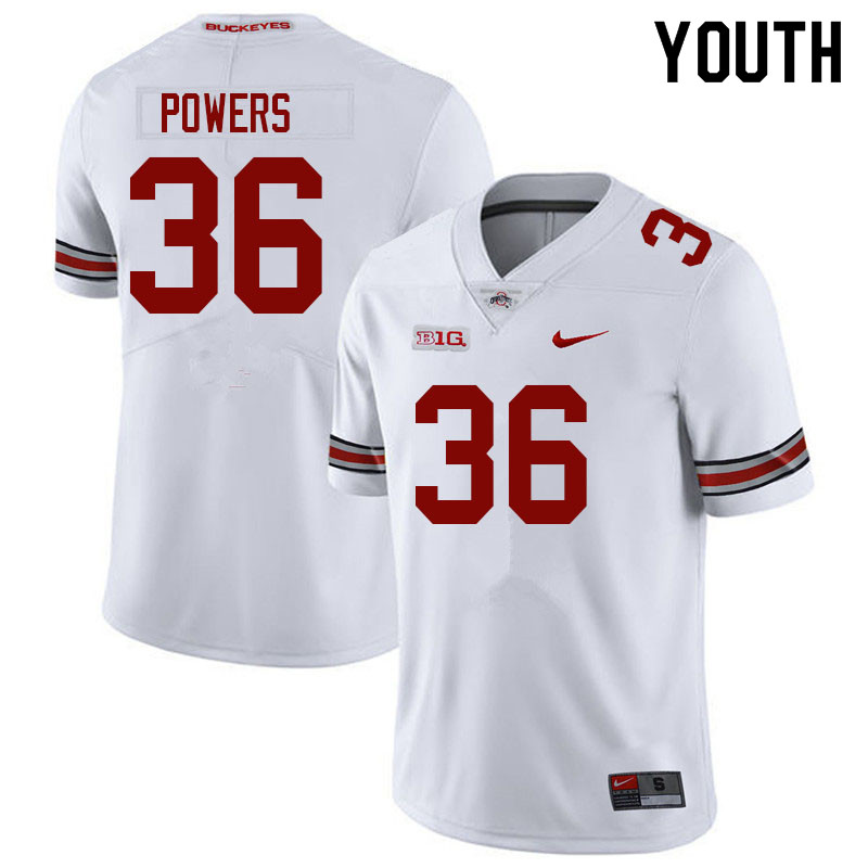 Youth #36 Gabe Powers Ohio State Buckeyes College Football Jerseys Sale-White